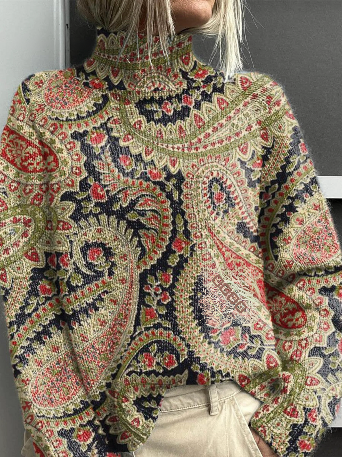 Vilene | Vintage blomstrete turtleneck-genser