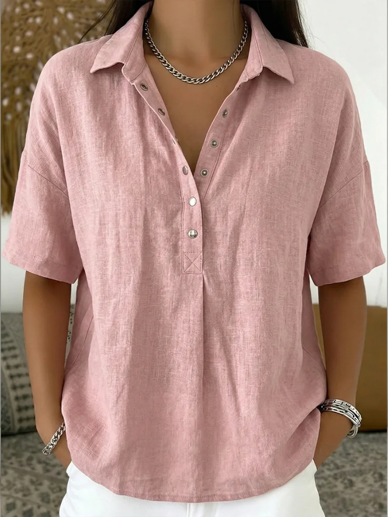Tessa – Bluse med krage og knappdetalj
