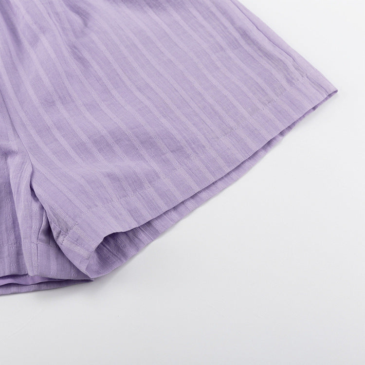 Yselia - Lett Knapp-up og Shorts Sett