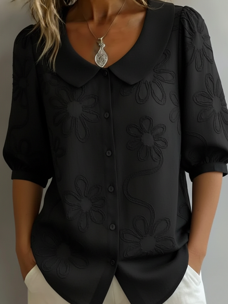 Sara – Bluse med broderte blomster