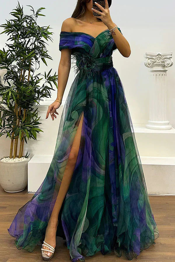 DANICA | ELEGANT OFF-SHOULDER MAXI KJOLLE