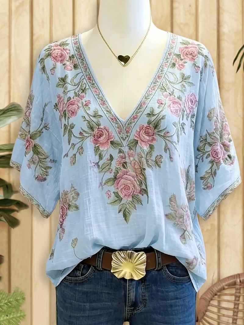 Sara – Bluse med V-hals
