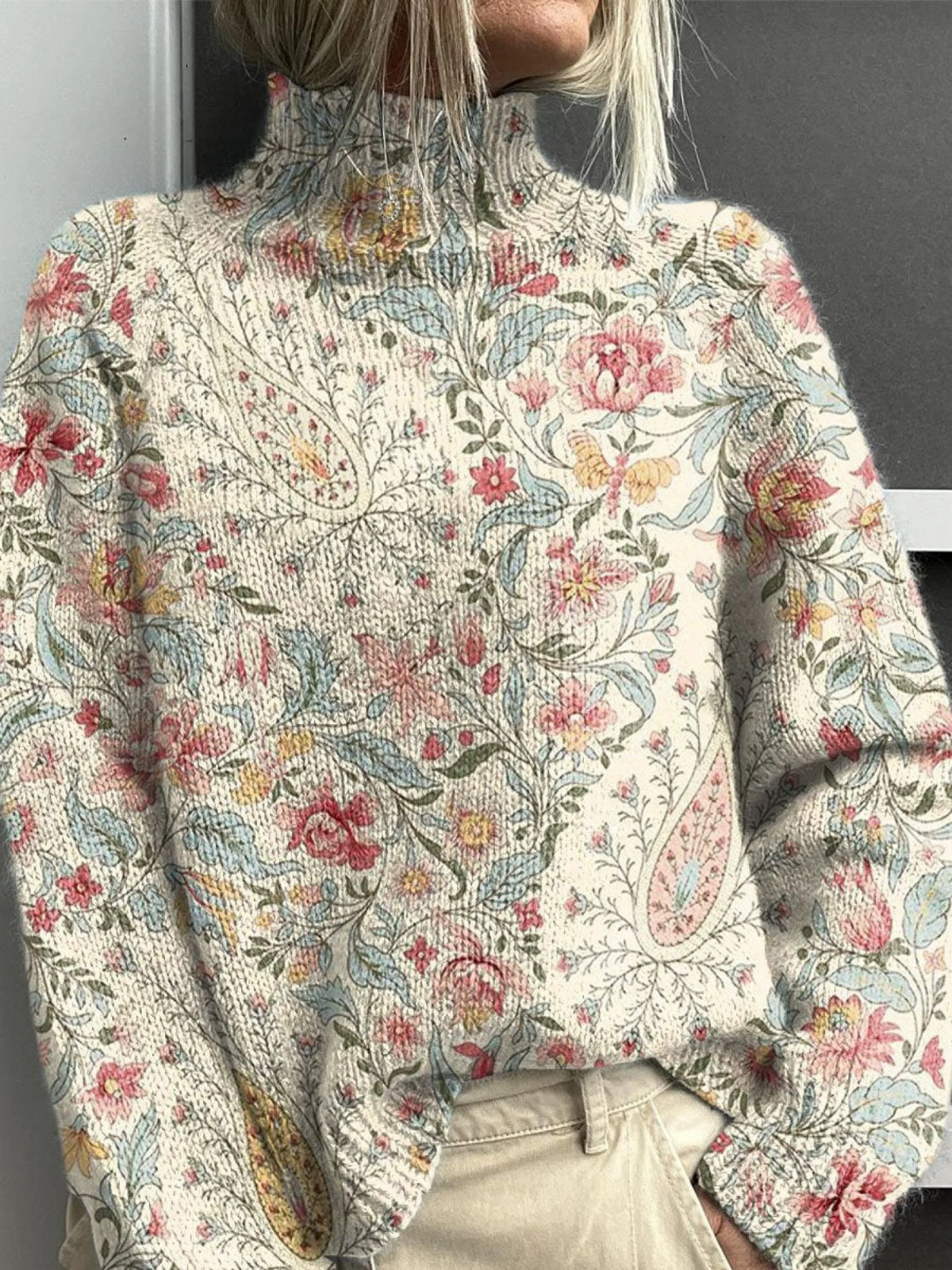 Arelia | Vintage Paisley-genser med høy hals