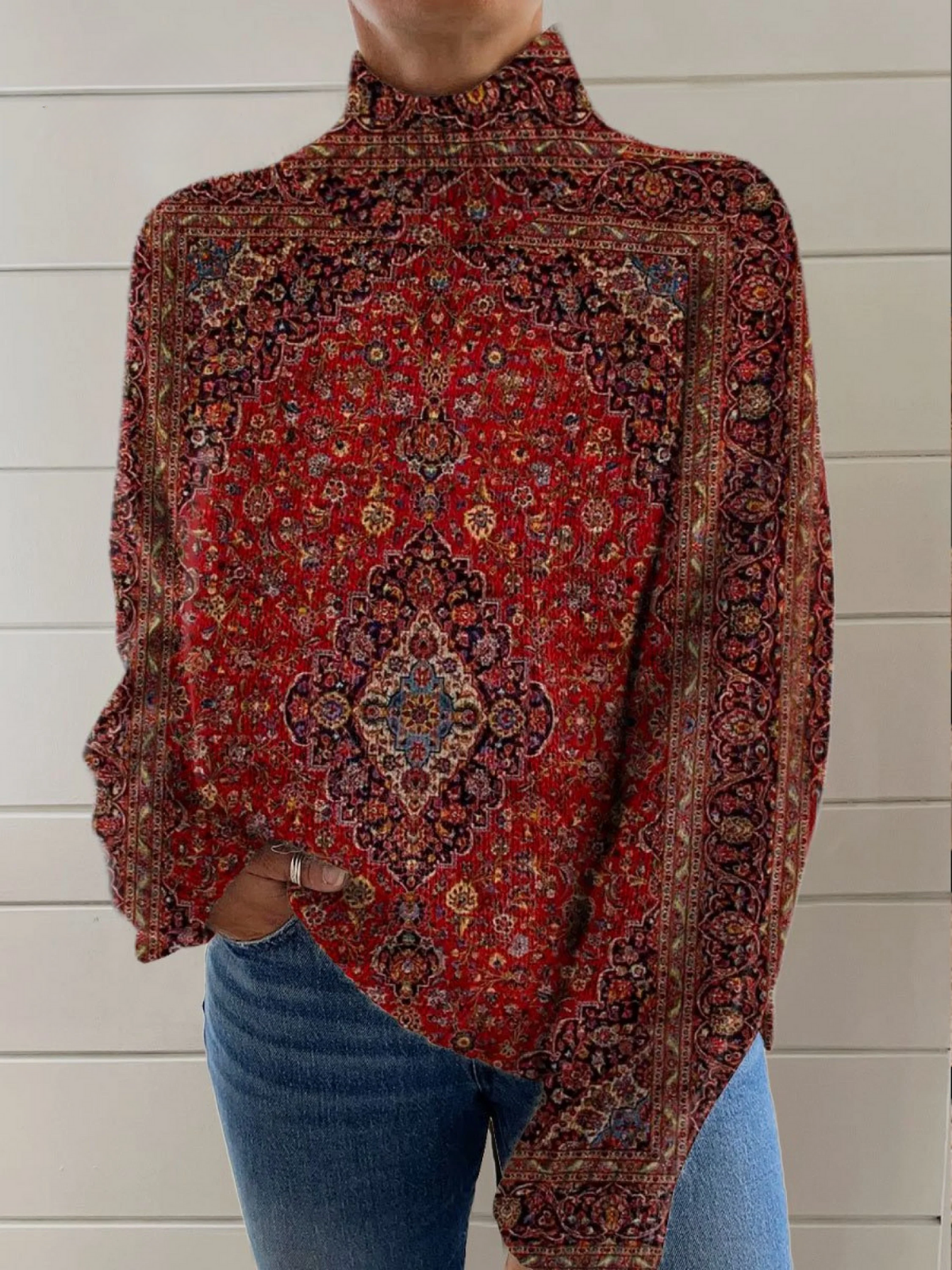 Airinne | Vintage Kunsttrykk Turtleneck Genser