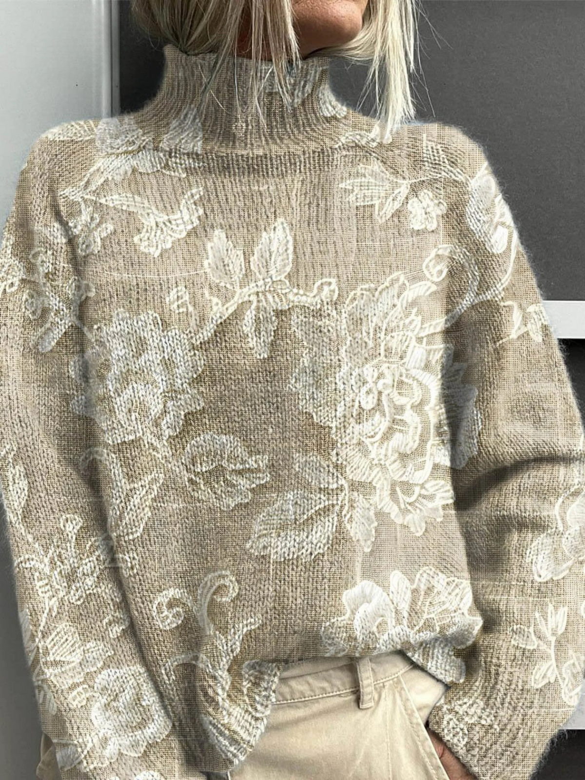 Lenine | Tidøs Vintage Blomstrete Turtleneck Genser
