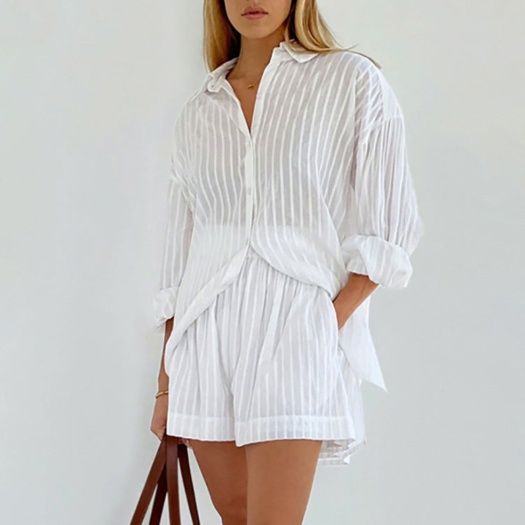 Yselia - Lett Knapp-up og Shorts Sett