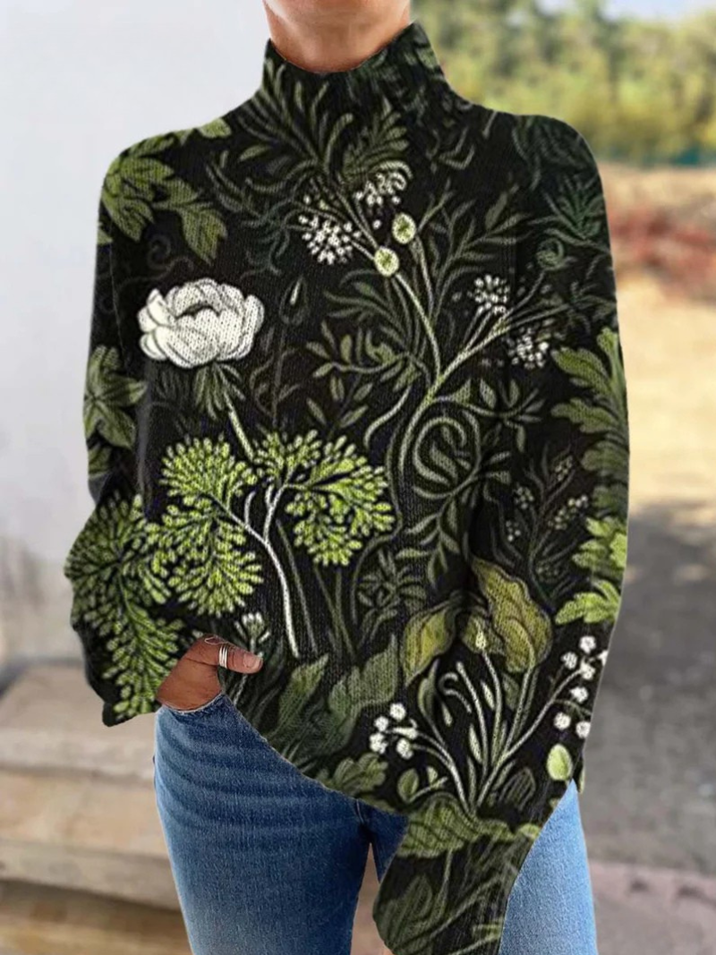 Novaliea | Botanisk Blomstrete Turtleneck Genser
