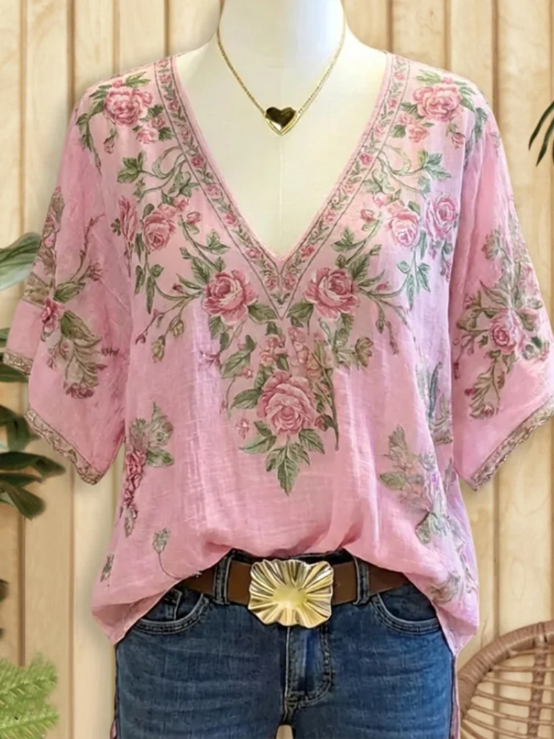 Sara – Bluse med V-hals