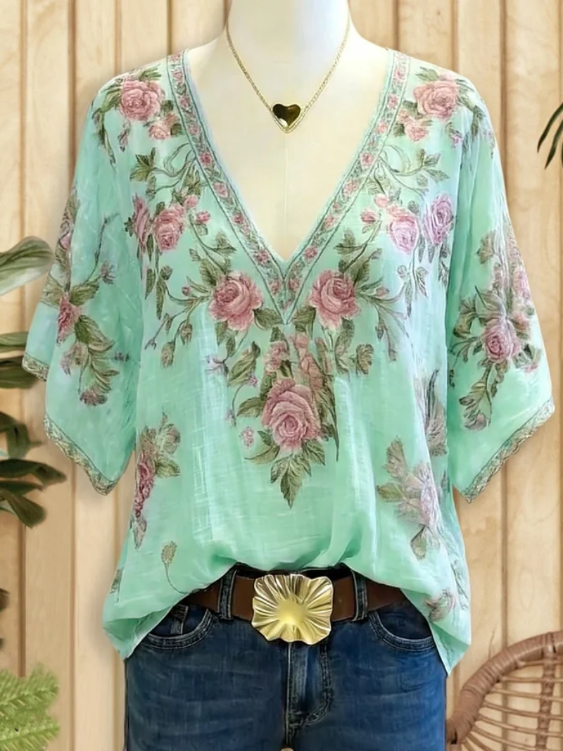 Sara – Bluse med V-hals